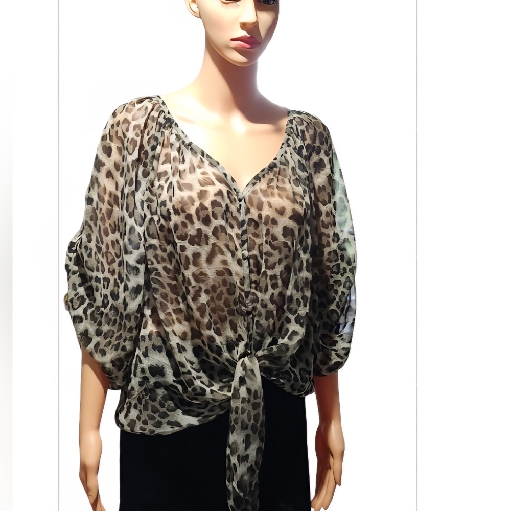 Charlotte Russe Animal Print Sheer Blouse